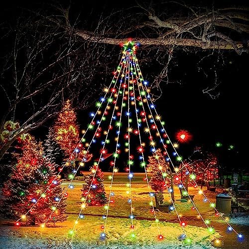 Christmas Decorations Star String Lights, 320 Multicolor LEDs Outdoor Waterproof Hanging Fairy Lights for Xmas New Year Holiday Party Yard Decor by ZhenQiu