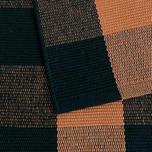 Bottalive Buffalo Plaid Outdoor Rugs, 3'x5' Orange and Black Checkered Indoor/Outdoor Area Rug, Layering Rug for Hello/Welcome Door Mat, Washable Cotton Woven Farmhouse Mat for Fall Front Porch Décor - Image 7
