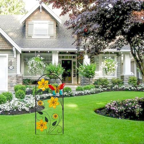 YEAHOME Garden Decor for Outside, 33" Flower Butterflies Decorative Garden Stakes for Spring Garden Decor, Metal Yard Art Stakes for Outdoor Lawn Backyard Porch Decorations - Image 5