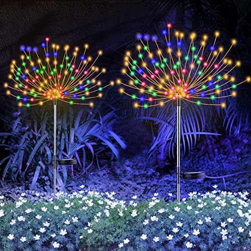 YOTOZU 2 PCS Solar Firework Light, Outdoor Solar Garden Decorative Lights 120 LED Powered 40 Copper Wires String DIY Landscape Light for Pathway (Multi-Color) by YOTOZU