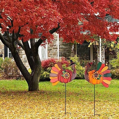 YEAHOME Thanksgiving Decorations Outdoor, Set of 2 Turkey Decorative Garden Stakes for Fall Thanksgiving Decor, Metal Turkey Yard Signs for Home Garden Lawn Porch Pathway Fall Decorations - Image 4