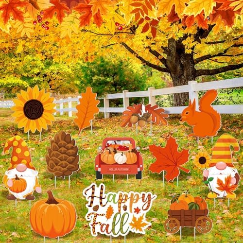12 Pcs Fall Yard Signs with Stakes Outdoor Thanksgiving Decorations,Fall - Image 6