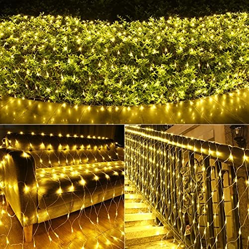 11.5ft x 5ft Christmas Net Lights Outdoor, 360 LED Net Lights with 8 Modes, Connectable, Timer, Waterproof Low Voltage Bush Mesh Fairy String Light for Yard Bush Christmas Indoor Decor (Warm White) - Image 5