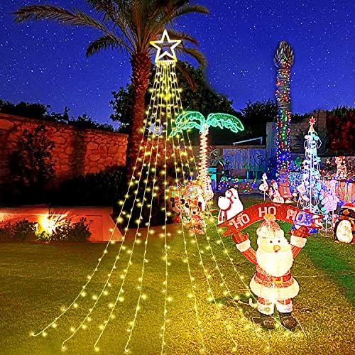 Christmas Lights, 320 LED String Lights with 12" Plastic Star Tree Topper, 8 Modes Outdoor Waterproof Christmas New Year Parties, Yard, Garden, Home Decor (Warmwhite) - Image 6