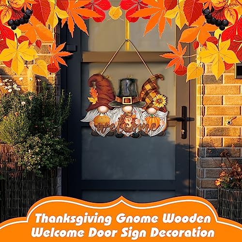 Huwena Fall Decorations for Home, Wooden Gnome Welcome Door Sign Harvest - Image 4