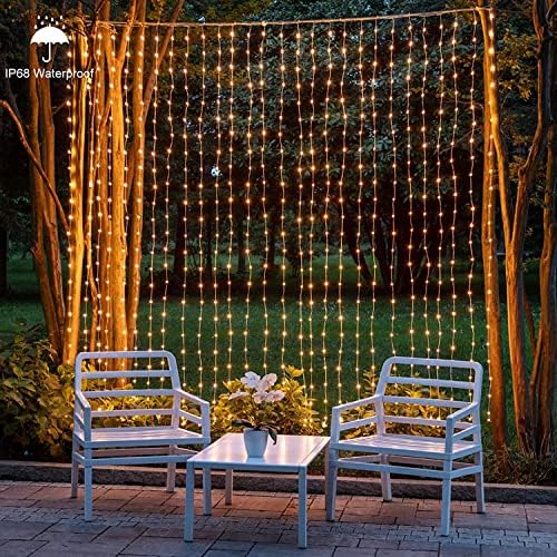 1200 LED Curtain Fairy Lights 10Ftx10Ft with Timer Remote Control Plug in - Image 4