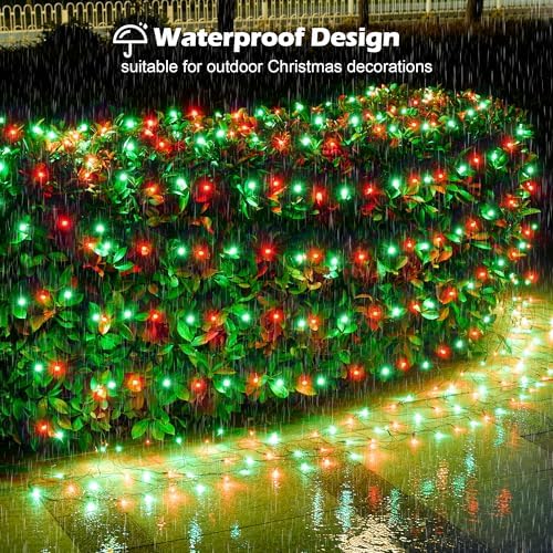 BlcTec Outdoor Christmas Lights 200 LED 8.4ft x 5.2ft Christmas Net Lights with 8 Modes, UL Certified, Timer, Connectable, Waterproof for Trees, Bushes, Yard Outdoor Holiday Decorations, Red Green - Image 3