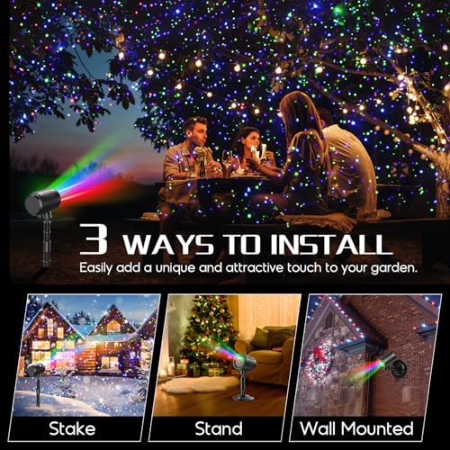 Christmas Projector Lights Outdoor, 3 Color Firefly Light Show, IP65 Waterproof Light Projector Outdoor with Remote Control and Timer, Indoor Projection Lights for House Garden Holiday Xmas Decor - Image 5