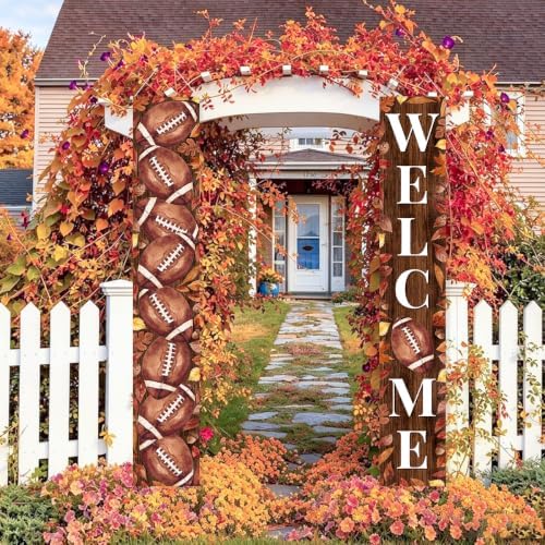 Fall Welcome Banner Porch Sign Football Banner Front Door Outdoor Decor - Image 2