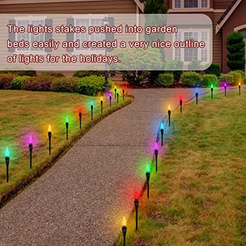 12 Inches Christmas Light Stakes Universal Yard Lawn Holiday Light Stakes C7 C9 String Lights Ground Stakes for Christmas Outdoor Lights Holders on Yards, Driveways, Pathways (50, Green) - Image 5