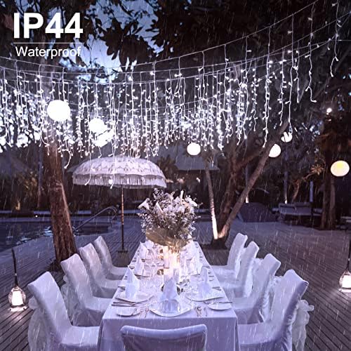 Brightown Icicle Lights Outdoor: 2 Packs, 132Ft with 276 Drops, 1472 LED Icicle Lights with Timer for House Eaves and Wedding, Pure White - Image 4