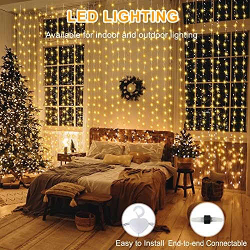 10x10Ft Curtain Lights 300 LED Dual Color Changing Lights with Timer Remote - Image 3