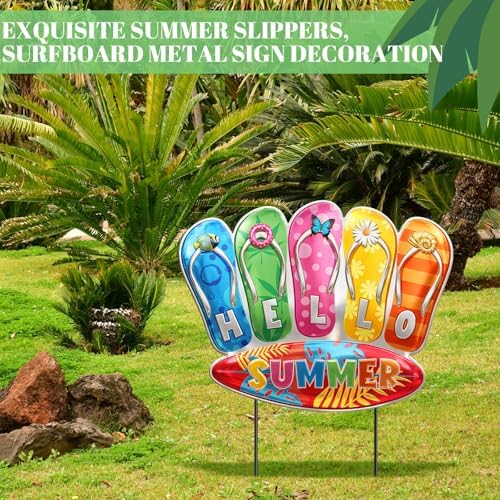 RattanView 1 Pcs Summer Yard Sign Metal Outdoor Yard Decoration with Stakes Waterproof Garden Lawn Stake Sign Decoration for Patio Lawn Walkway Courtyard Party Decor - Image 5