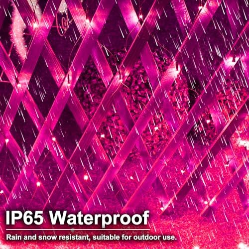 Solar Christmas Net Lights Outdoor Waterproof-208Led 9.9x6.6Ft Pink - Image 4