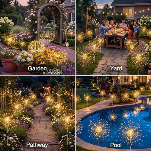 btfarm 8 Pack Solar Garden Lights Outdoor, 8 Modes Firework Lights Outside - Image 6