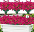 24 Pcs Artificial Flowers for Outdoor, Plastic Fake Flowers Decor, Rose Red by Lnoicy