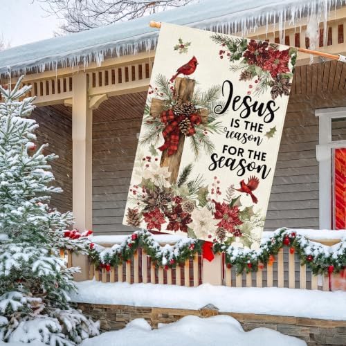 Baccessor Christmas House Flag 28x40 Inch Large Winter Cardinal Farmhouse - Image 5