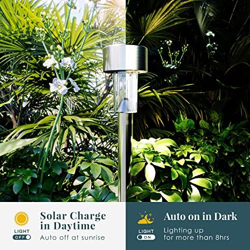SOLPEX 24 Pack Solar Lights Outdoor, Stainless Steel Solar Pathway Lights - Image 7
