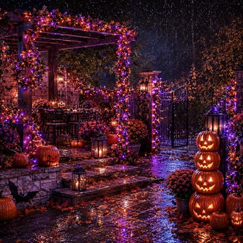 Nisocy 100FT Purple and Orange Halloween String Lights - Image 4
