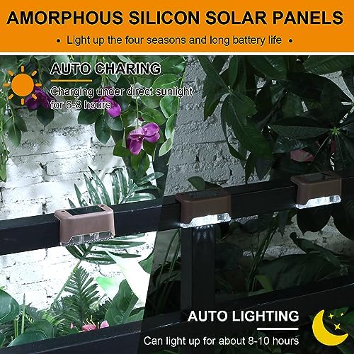 Geelin 32 Pcs Solar Deck Step Lights Outdoor, Brown Shell Cool White Light - Image 5