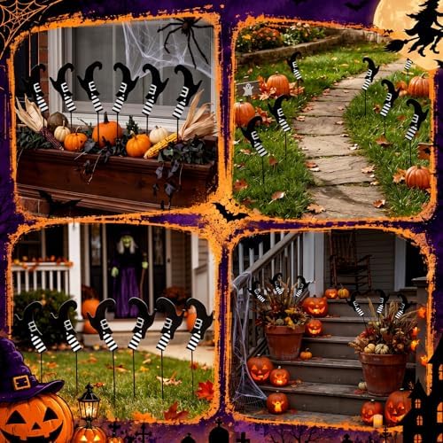 6 Pcs Halloween Outdoor Decoration Wicked Witch Legs Garden Stake - Image 6