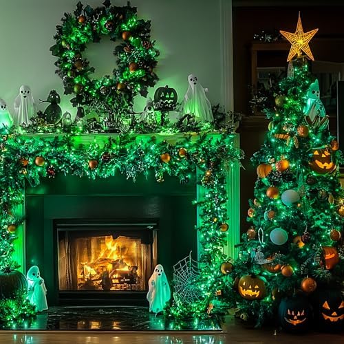 JMEXSUSS 200 LED Green Christmas Indoor Outdoor Halloween Lights Clear Wire - Image 5