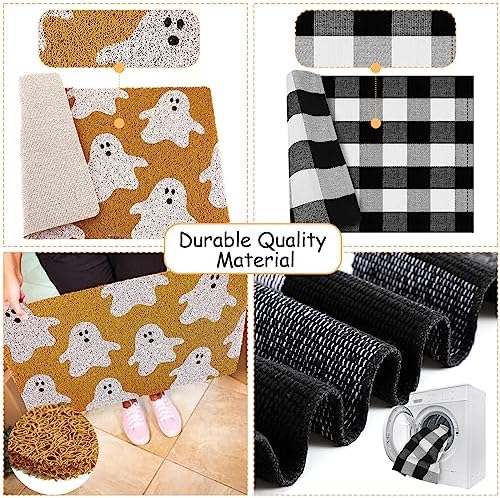 Fabbay 2 Pcs Halloween Fall Welcome Mat Buffalo Plaid Porch Decor - Image 7