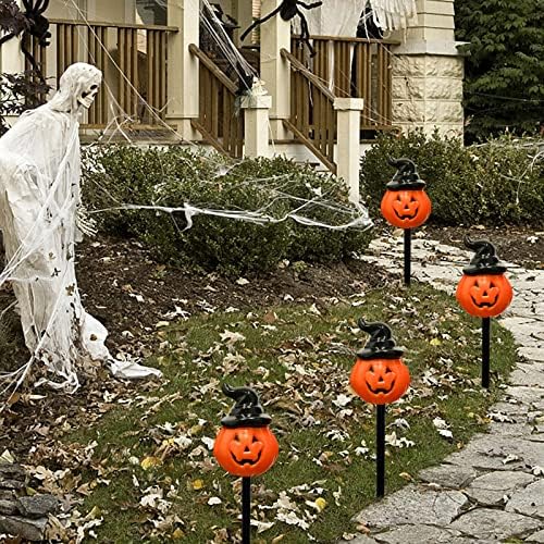 Abeja 4PCS Pumpkin Pathway Marker Lights, C7 Halloween Decorations Pathway String Lights with 4 Pumpkin Stakes Lights, Halloween Pathway Light for Lawn Walkway Driveway Markers Lighting - Image 5