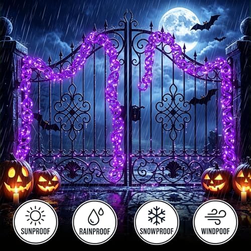 10 ft Halloween Chain Lights, Purple Halloween Lights - Image 5