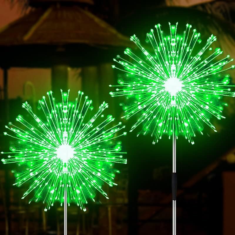 JJGoo Solar Firework Lights, 2 Pack 150 LEDs 2 Lighting Modes Solar Lights Outdoor Waterproof for Garden Patio Walkway Pathway Party Wedding Christmas Decorative - Green by JJGoo