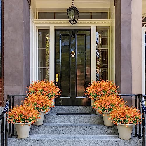 AGIRL Artificial Fall Flowers Fake Mums Outdoor,Faux Plant Porch Decor Home - Image 4