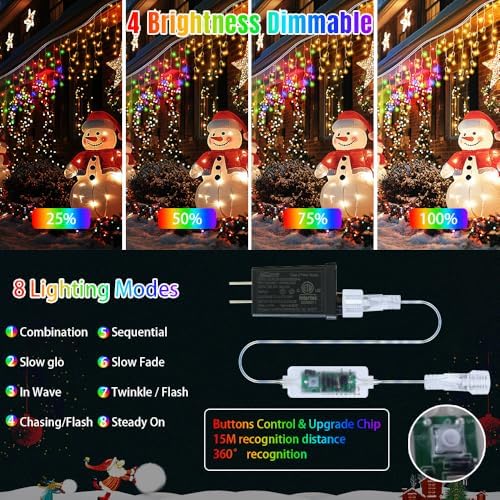 Icicle Lights Outdoor Decorations 60+16Ft 600 LED Christmas Lights Outdoor Waterproof Connectable Timer Memory Dimmable Plug in Twinkle Fairy Light for Xmas House Roof Eaves Holiday Wedding Party - Image 5