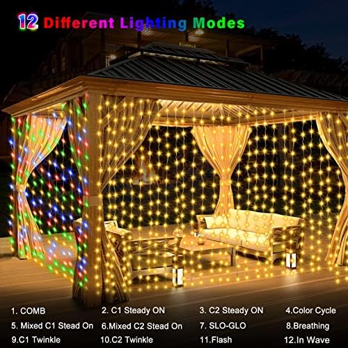 echosari 9.8Ft x 9.8Ft Curtain Lights Battery Operated 2 Color Changing - Image 3