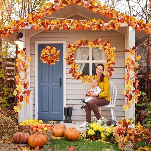 4Pcs 23.6FT Maple Leaf Autumn Garland for Thanksgiving Halloween Fall Decor - Image 7