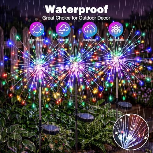 btfarm 10 Pack Solar Garden Lights Outdoor, 8 Modes Firework Lights Outside - Image 6