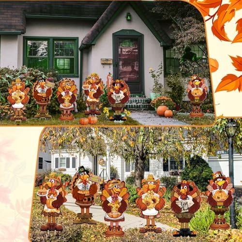 GlikCeil 6 Pcs Fall Yard Signs Large Turkey Yard Decor with Stakes 24 x 12 Inch Thanksgiving Decoration Outdoor Turkey Lawn Sign Garden Decoration Outside for Home Party Patio Backyard Walkway - Image 5