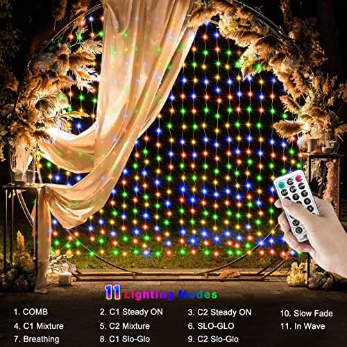 echosari 20Ft x 10Ft Large Curtain Lights Plug in Warm White & Multicolor - Image 5