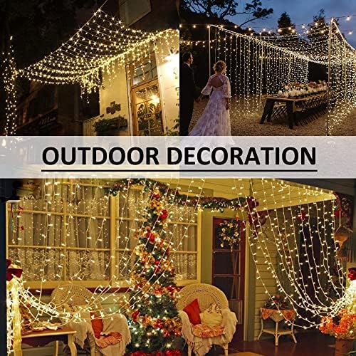 Solhice LED Curtain Lights Outdoor 40ft x10ft, 800 LED Plug in Hanging String Lights Indoor, Twinkle Lights Backdrop for Outside Backyard Patio Wedding Décor, Warm White (Not Connectable) - Image 5