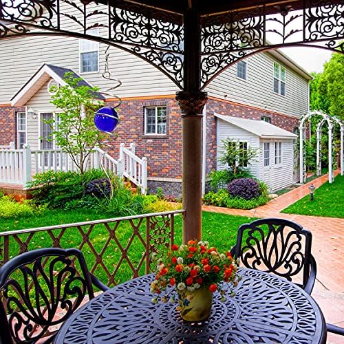 FONMY Gazing Ball Spiral Tail -Decorative Wind Spinner 11" inch Tail and 2" inch Blue Glass Orb. Indoor Outdoor Garden Decoration -13 inch Height - Image 5