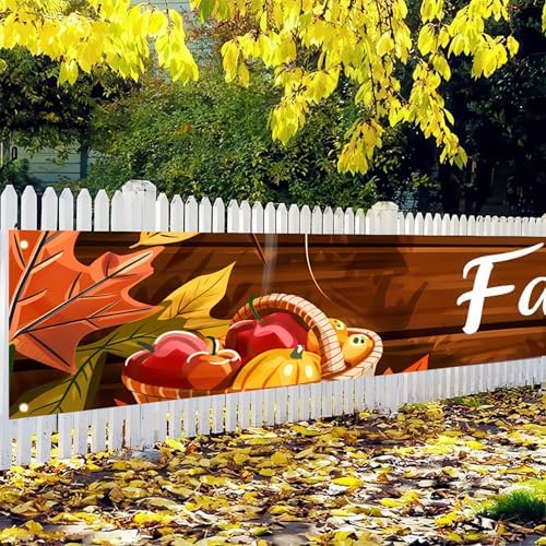 BlissYard Fall Banner 118 x 20 inchs Autumn Thanksgiving Outdoor Decoration Garden Fence Banner Fall Thanksgiving Leaves Pumpkin Yard Lawn Porch Hanging Decor - Image 4