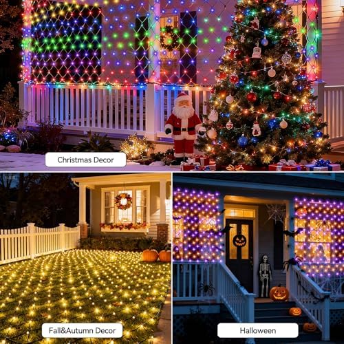 Obrecis Christmas Outdoor Net Lights, 204 LED 35 Color Changing Mesh Lights, 9.8 ft x 6.6 ft Waterproof Connectable Multicolored String Lights for Bushes Xmas Tree Wedding Party Home Decor - Image 5