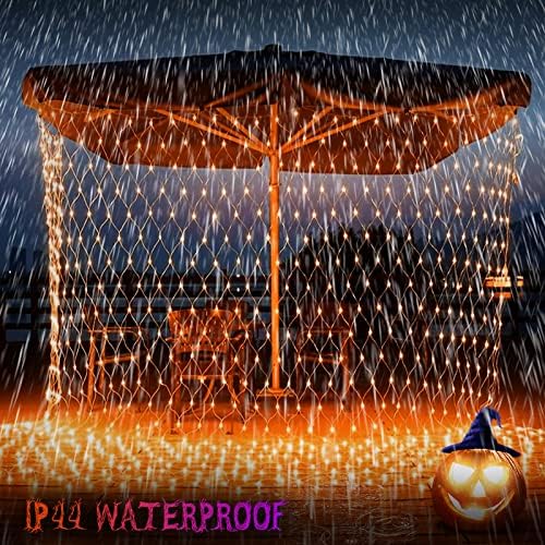 JMEXSUSS Net Lights Outdoor Mesh Lights, 200 LED 9.8ft x 6.6ft Christmas Bush Light Outdoor Waterproof, Plug in Christmas Net Light for Bushes Ceiling Hedge Garden Patio Umbrella(Orange to Purple) - Image 5
