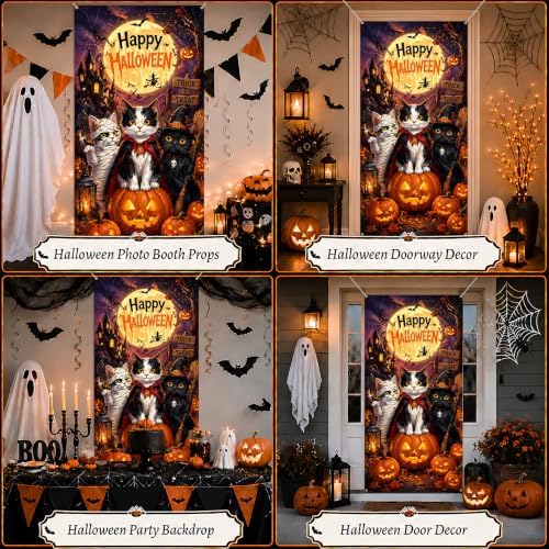 Halloween Door Cover, Fabric Front Door Porch Sign for Halloween Party - Image 5
