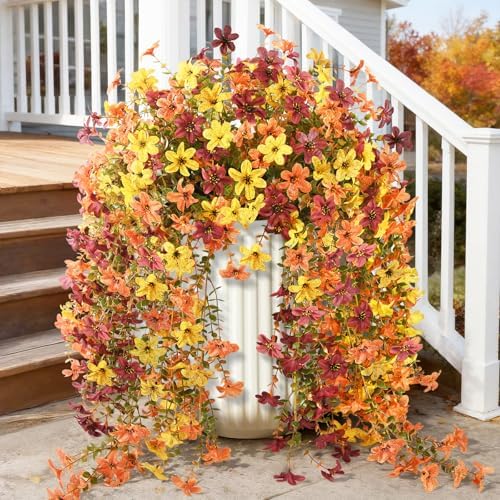 INQCMY Artificial Fake Hanging Flowers Plants for Outdoor Fall Decoration by INQCMYPlantRack