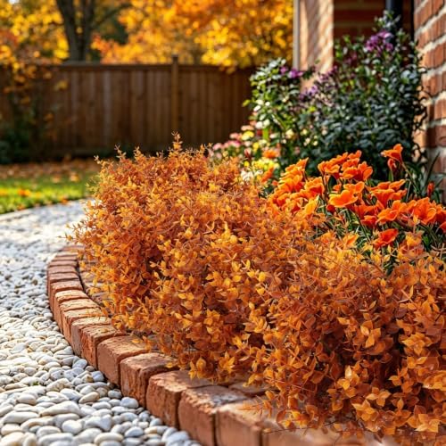 RECUTMS Fall Outdoor Decor Artificial Plant UV Resistant Faux Greenery Stem - Image 5