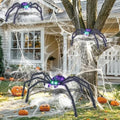 HOYECHI 3-Piece Lighted Halloween Spider - Holiday Decorations Outdoor Set of 3 Spider with 35 LED Lights for Front Yard Porch Gardens Party Outside Halloween Decor - Black by HOYECHI
