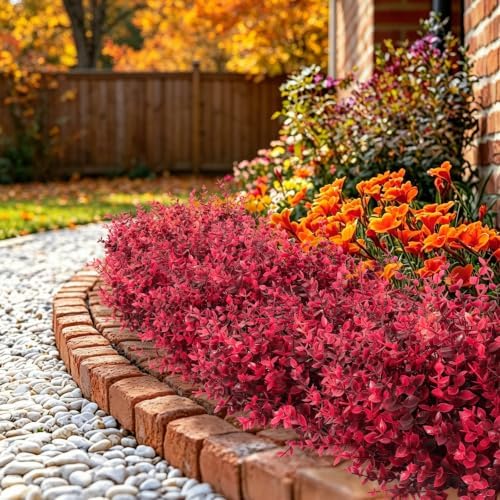 RECUTMS 13.8" 12 Bundles Artificial Flowers for Outdoors Faux Boxwood Plant - Image 5