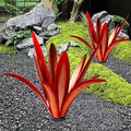 TOMBABY Enlarge Thickened Wind Resistant Metal Agave Garden Art Metal Plant Country Garden Sculpture Statue Outdoor Decoration Agave Metal Plant Courtyard Lawn Ornament Gift (2, 12 Leaves red) by TOMBABY