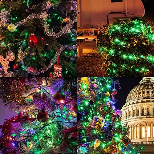 WATERGLIDE C6 Christmas Lights, 33ft 100 LED Faceted String Lights Green Wire Fairy Lights with 29V Safe Adaptor, 8 Lighting Mode, Waterproof for Indoor Outdoor Patio Xmas Tree Party Decor, Green - Image 3