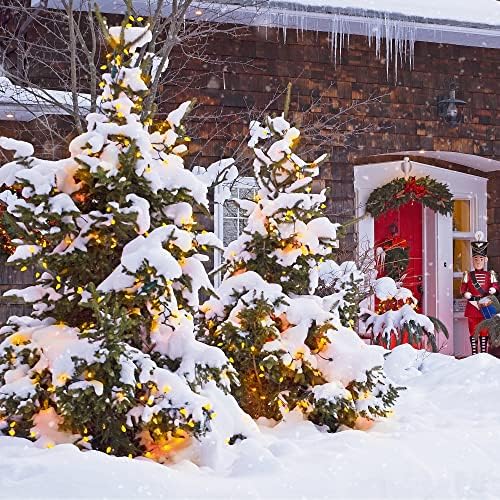 WATERGLIDE C6 Christmas Lights, 33ft 100 LED Faceted String Lights Green Wire Fairy Lights with 29V Safe Adaptor, 8 Lighting Mode, Waterproof for Indoor Outdoor Patio Xmas Tree Party Decor, Yellow - Image 6